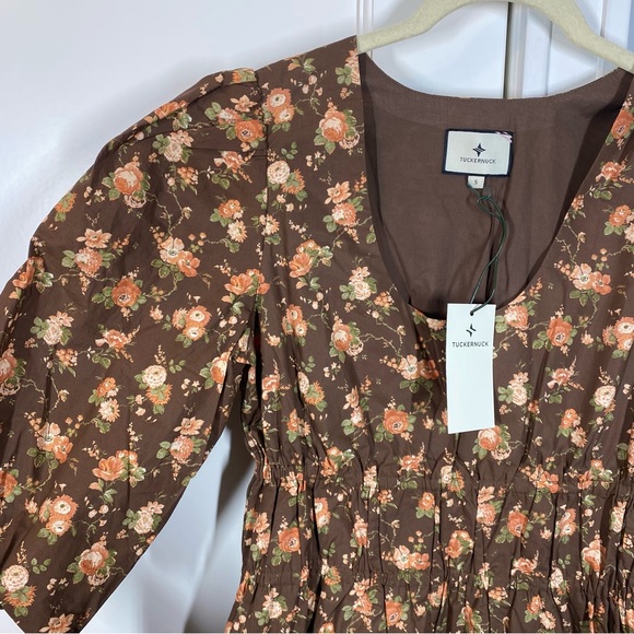 Tuckernuck Rosewood‎ Chintz Marlena Floral Brown Boho Midi Dress Size Small NWT - Picture 3 of 8